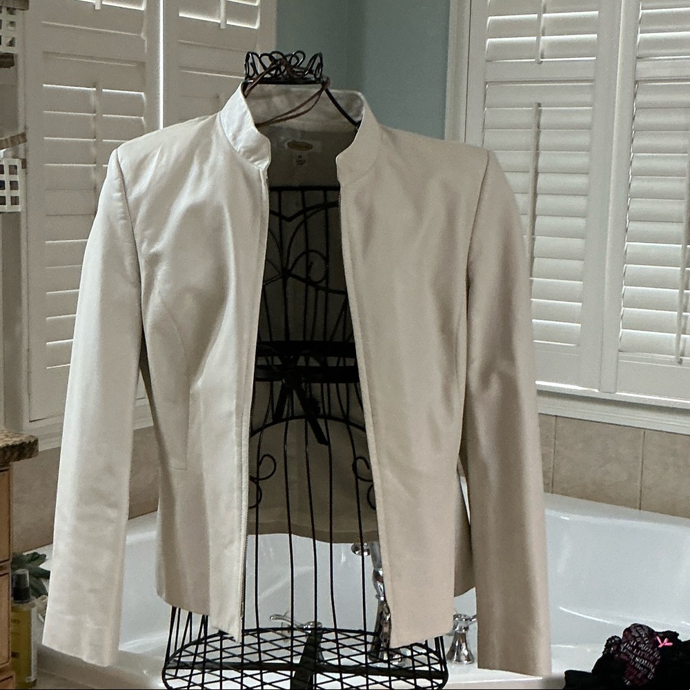 Robert Talbott Cream Leather Jacket - image 1